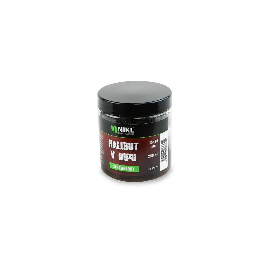 Nikl Black halibut pelety v dipu Strawberry 15+20mm, 250ml