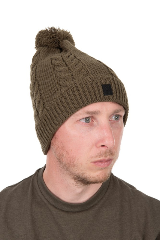 Fox Čiapka Khaki Knitted Bobble