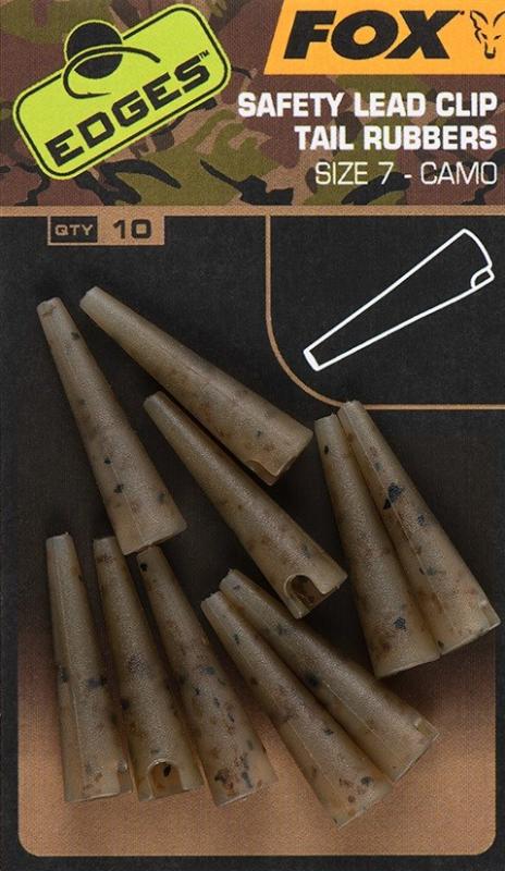 Fox Prezleky Edges Camo Safety Lead Clip Tail Rubbers 10 ks Veľkosť 7