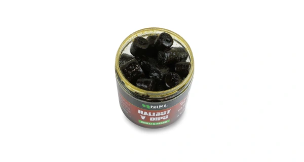 Nikl Black halibut pelety v dipu Chilli & Peach 15+20mm, 250ml 3
